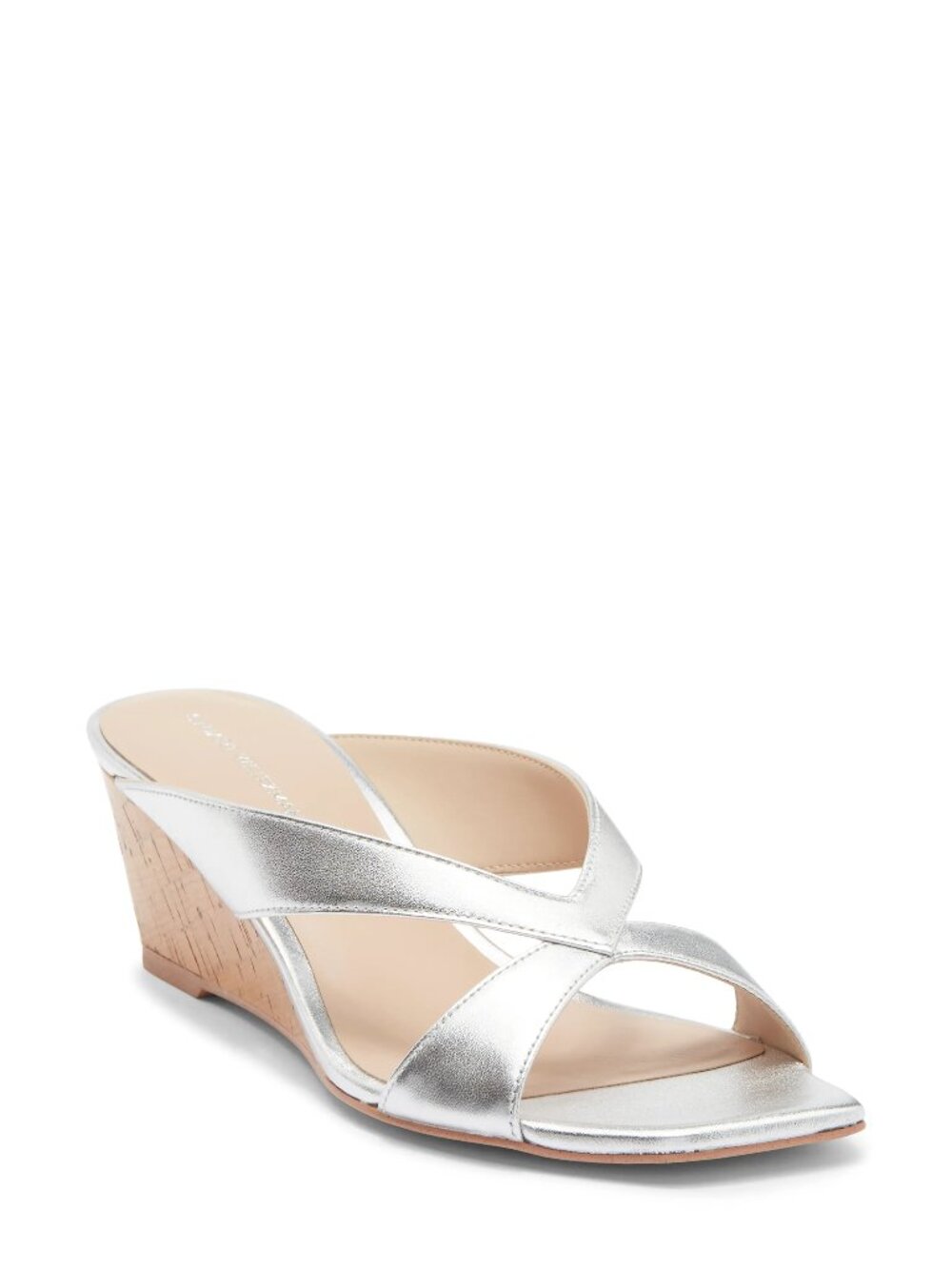 Stuart Weitzman Women's Miami Wedge Slide Sandal Silver 7.5